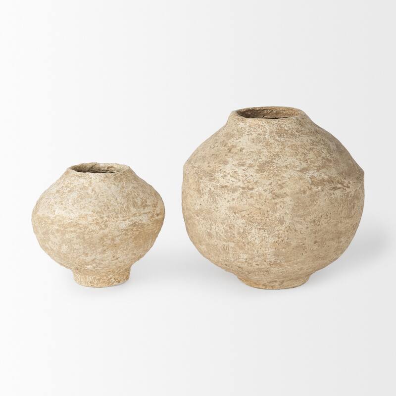 Ritu Small Beige Paper Mache Pot Vase