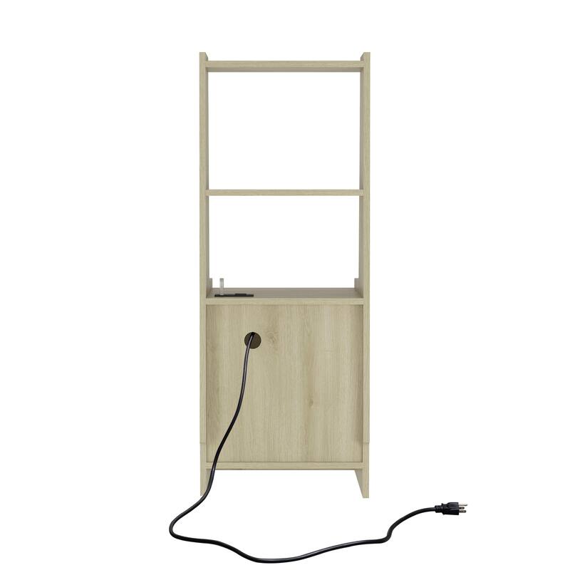 Simple Nightstand Bedside Table with Charging Station, Lamp Table Side Table Dressing Table with Bookshelf