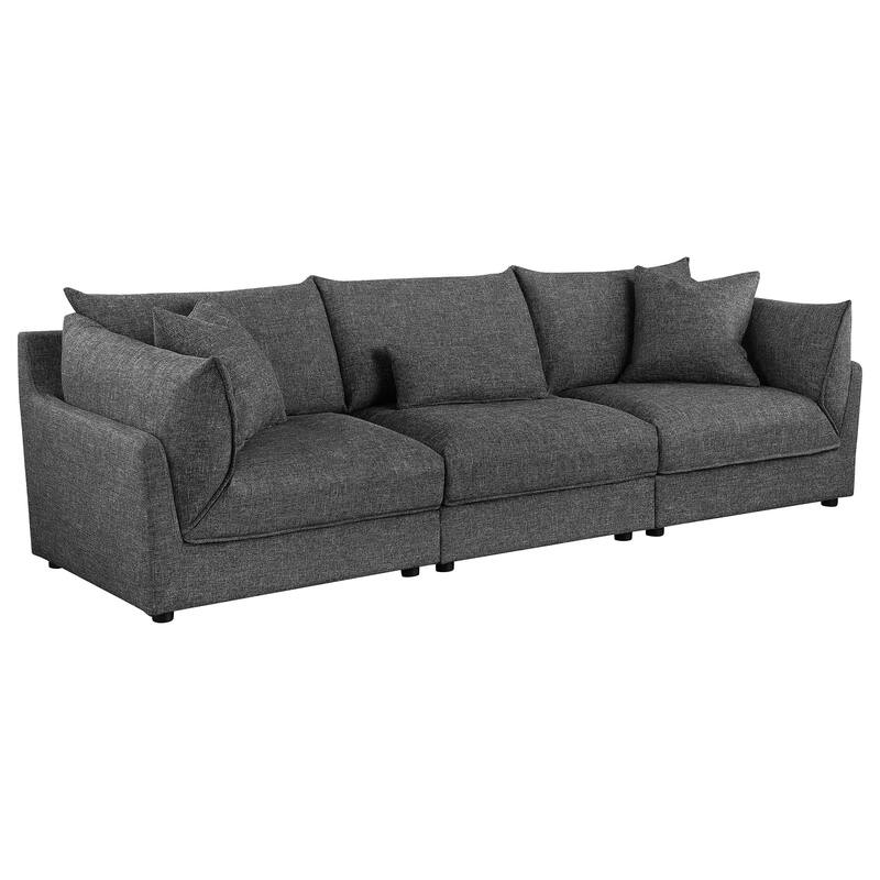 Sasha 3-Piece Upholstered Sofa Barely Black - Barely Black