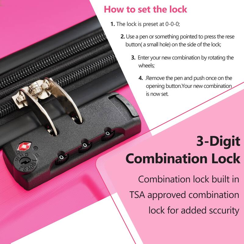 Hardshell Luggage 3-Piece Set with Expandable Storage, Spinner Wheels and Telescopic Handle, for Boarding Travel