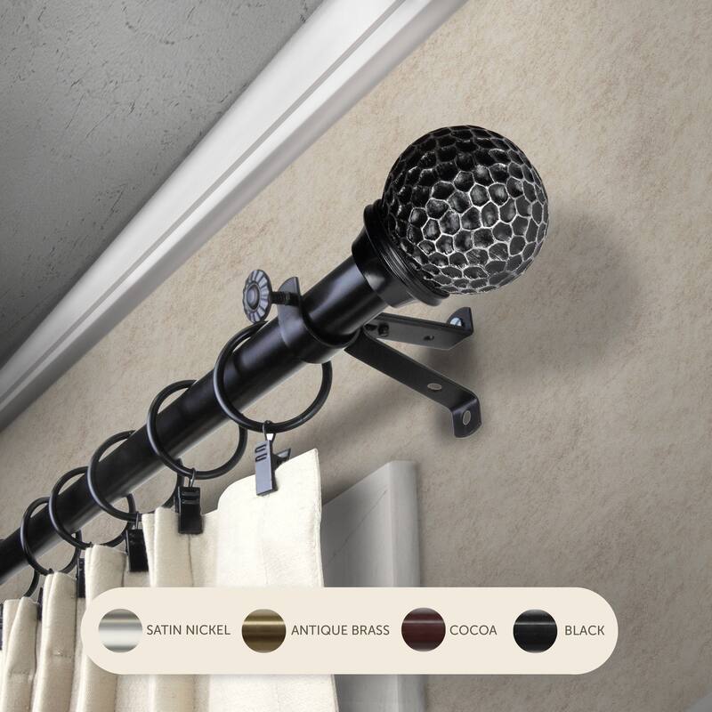 InStyleDesign Ewan Adjustable Curtain Rod 13/16 inch dia. - 28 to 48 inches - Black
