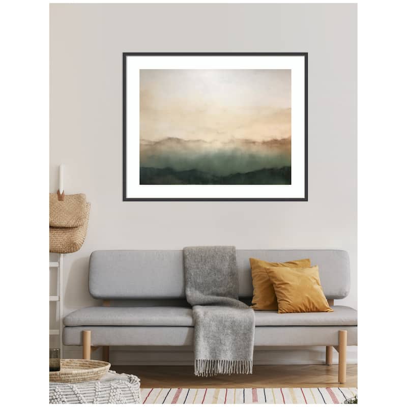 Kate and Laurel Framed Art Green Mountain Abstract I Horizontal by Amy Lighthall