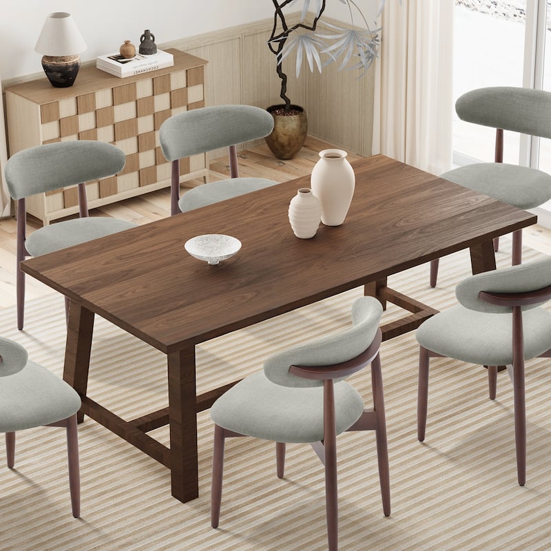 Modern Fabric Upholstered Kitchen Side Chairs, Farmhouse Dining Room Chair with Foot Pegs