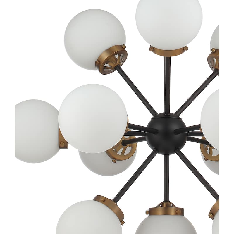 Modern Bubble Sputnik 13 Light Chandelier - Aged Brass & Black