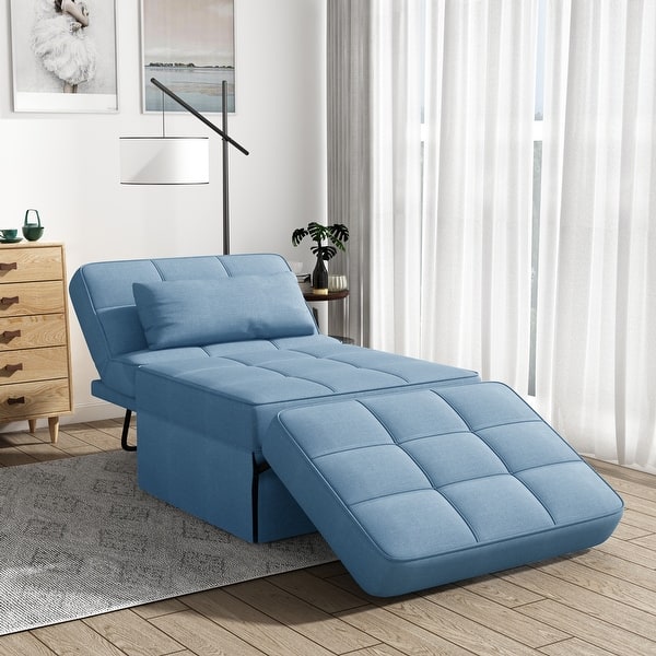 Sofa Bed, 4 in 1 Multi-Function Folding Ottoman Breathable Linen Couch ...