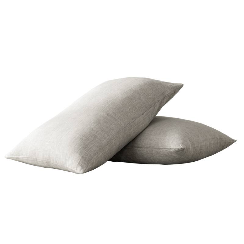 HomeRoots Set of Two Light Gray Linen Pillowcases