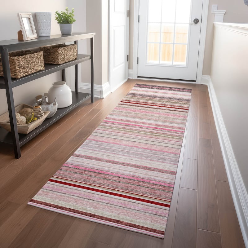 Machine Washable Indoor/ Outdoor Ombre Stripes Chantille Rug