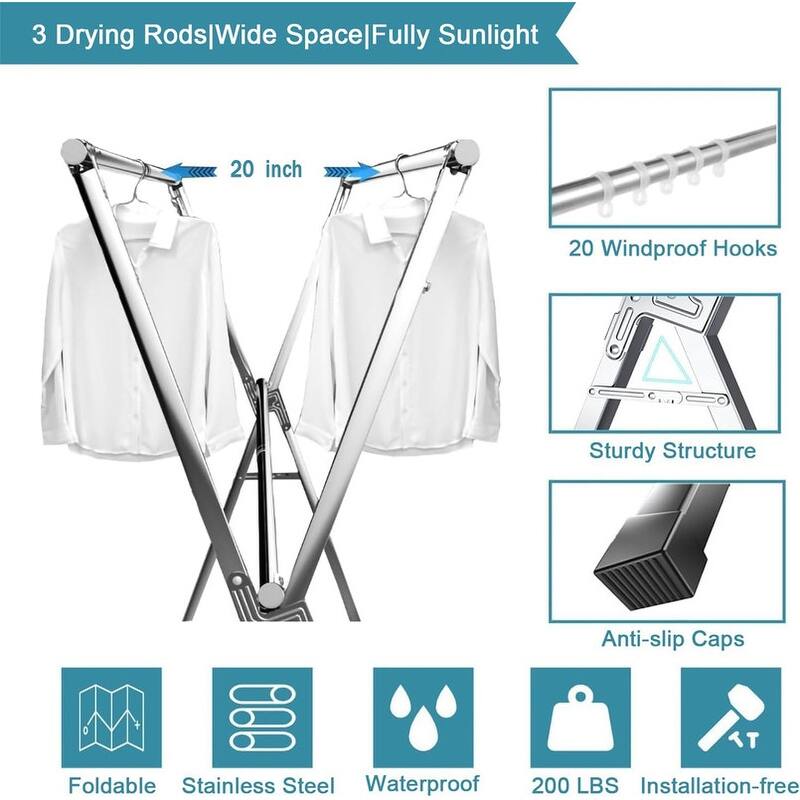 Heavy Duty Stainless Steel Drying Rack - 94 inches