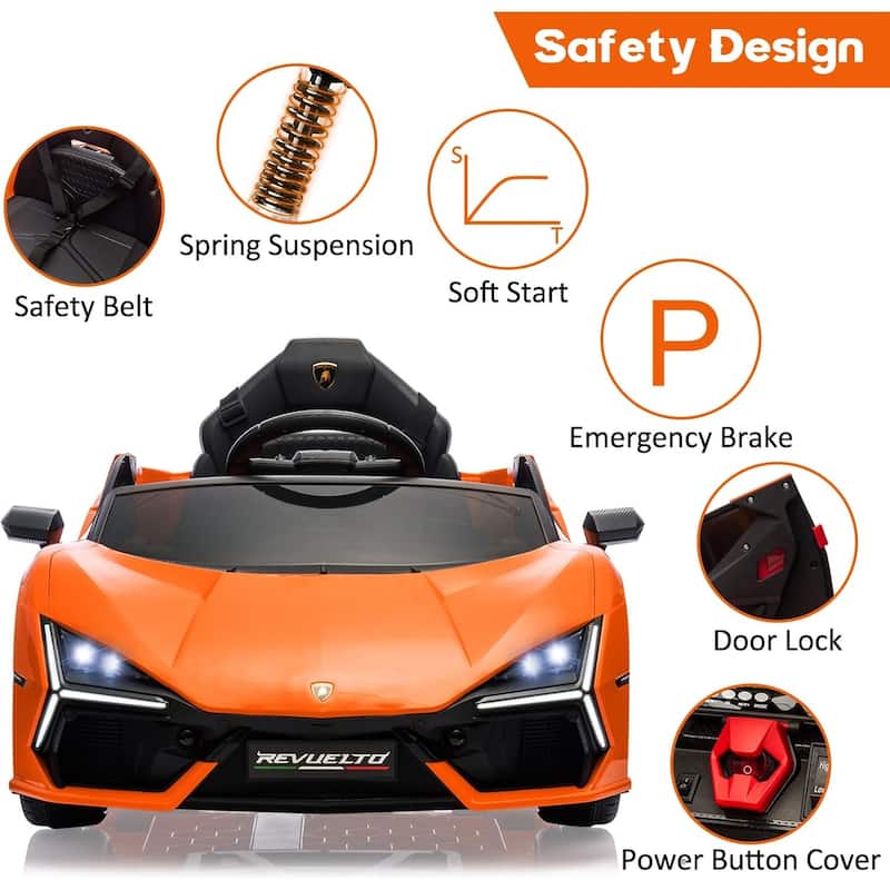 12V Kids Ride On Car, Licensed Lamborghini Revuelto Electric Car for Kids
