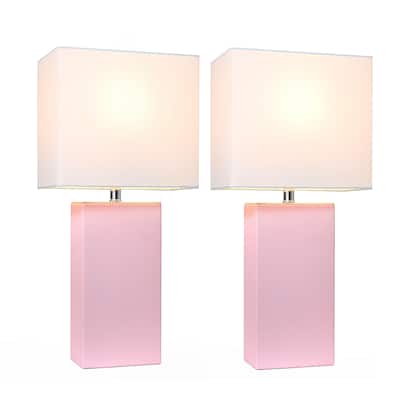 Fairway Blush Pink Leather Table Lamps (Set of 2)