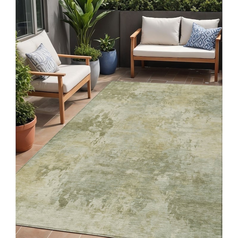 HomeRoots Abstract Transitional Rectangle Outdoor Rug - 5' X 8'