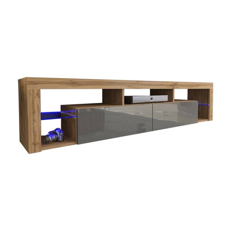 Milano 200 Wall Mounted Floating 79-inch TV Stand - Oak/Gray