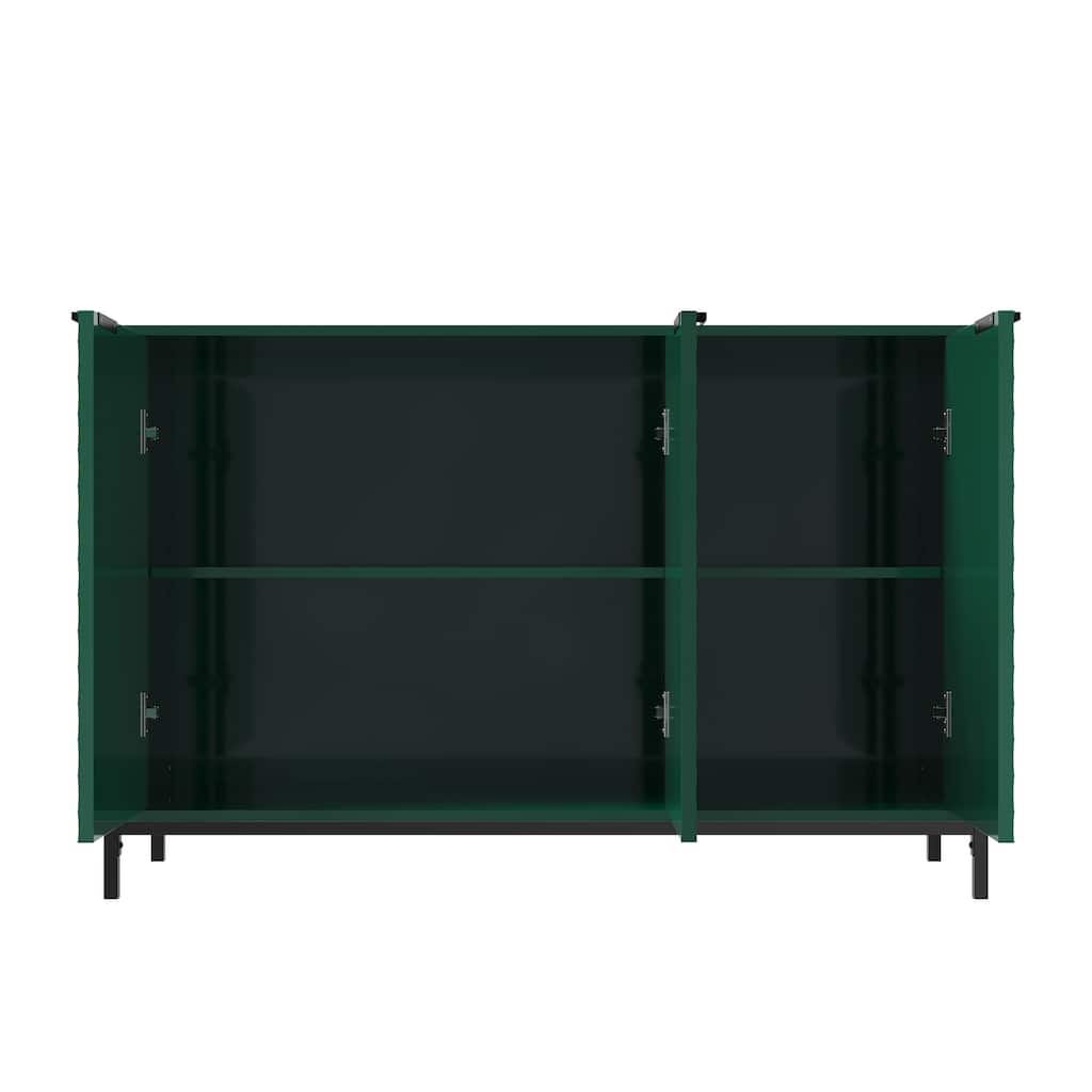 Modern 3-Door Shoe Cabinet, Buffet Sideboard with Powder Coated Metal Feet, Storage Cabinet with Striped Pattern