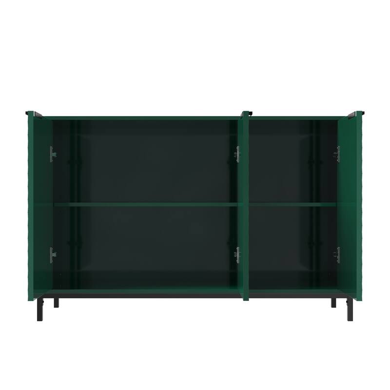 Modern White High Gloss 3-Door Cabinet -Buffet Sideboard with Powder Coated Metal Feet