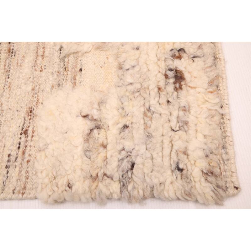 ECARPETGALLERY Hand-knotted Tangier Cream Wool Rug - 5'1 x 8'0