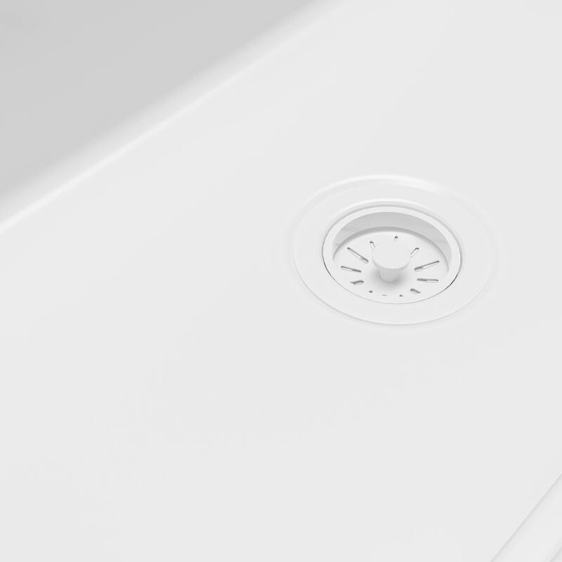 Karran 33" Single Bowl Workstation Fireclay Kitchen Sink with Reversible Diamond/Flat Apron Front