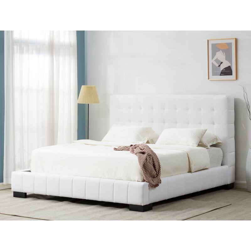SAFAVIEH Couture Heini Tufted Bed - White/Black - King
