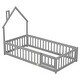 preview thumbnail 24 of 25, Twin Size House-Shaped Headboard Floor Bed with Fence and Small Door