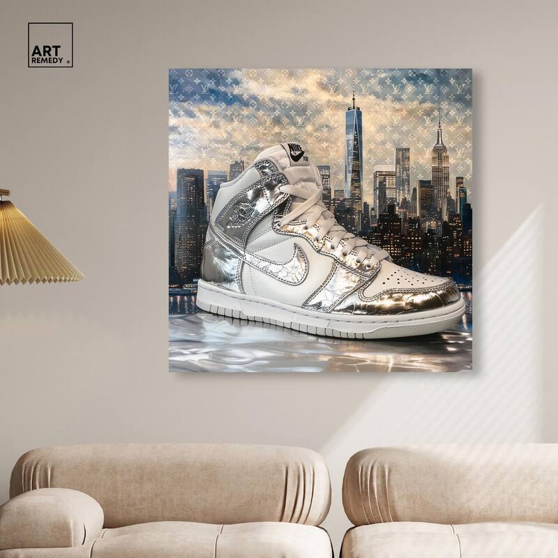 NYC Metallic Sneaker Canvas by Art Remedy, Gallery Wrapped