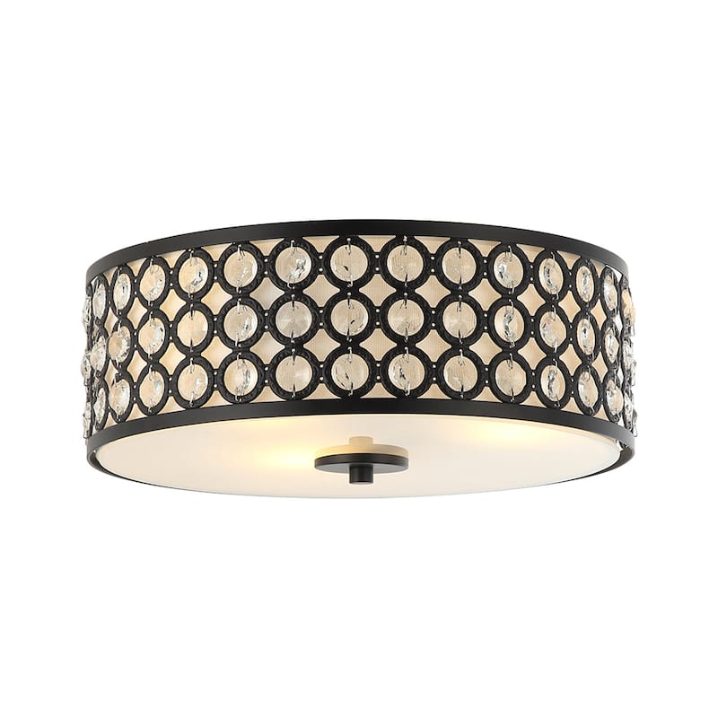 Modern 3-Light Crystal Flush Mount Black Ceiling Light