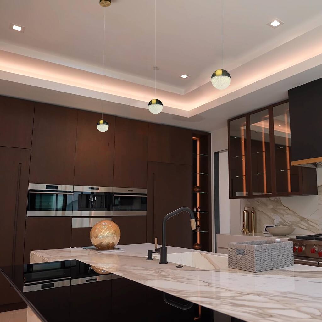 VONN Lighting Ravello VAP2281BRS 5" ETL Certified Integrated LED Pendant Lighting Fixture in Brass - 4.75"L x 4.75"W x 80"H