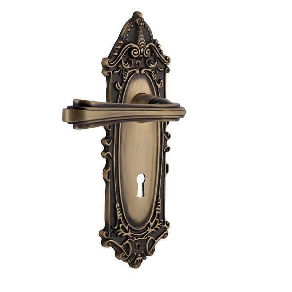 Nostalgic Warehouse VICFLR_PRV_238_KH Fleur Privacy Door Lever Set with Victorian Rose and Decorative Keyhole for 2-3/8"