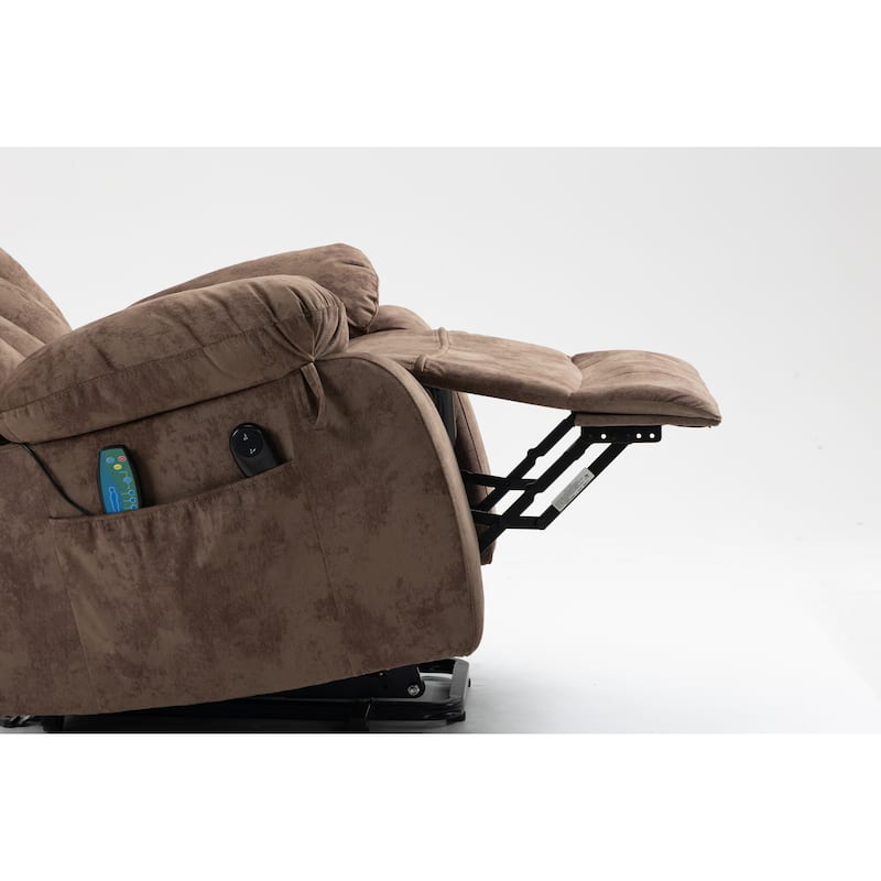 Power Lift Recliner Chair with Massage & Heating, Ergonomic Lounge Sofa Chair, Electric Massage Chair with USB Port - Brown