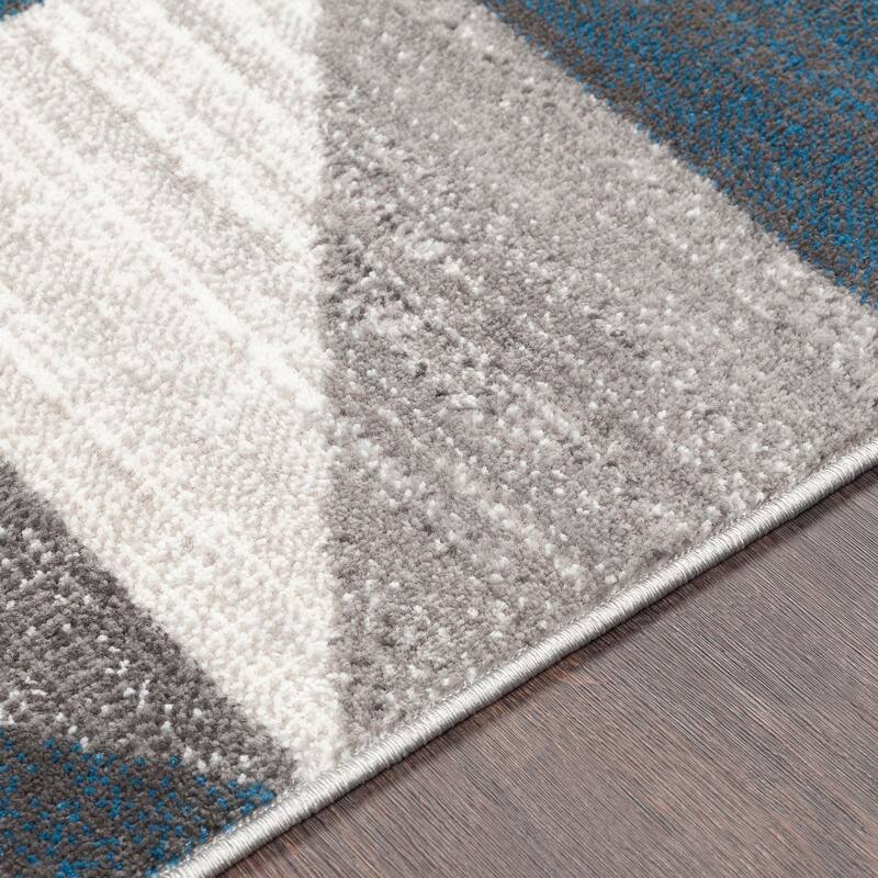 Livabliss Metz Blue & Gray Mid-Century Geometric Area Rug