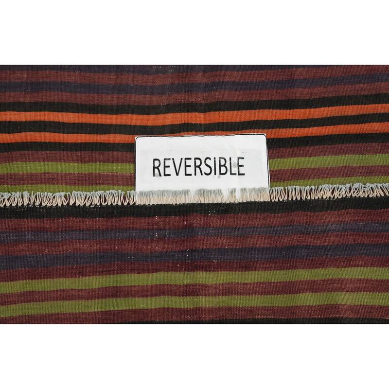 Hand Woven Oriental 100% Wool Carpet Southwestern Geometric Multi-Colored Kilim Area Rug - 6' 8'' X 5' 3''