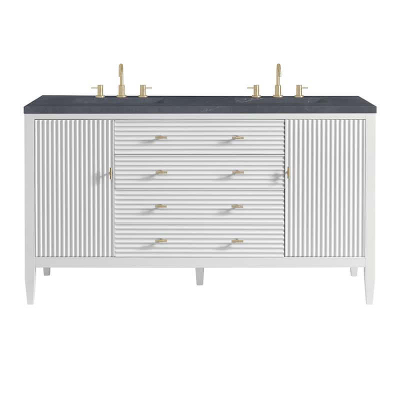 James Martin Vanities 485-V60D-3CSP Myrrin 60" Double Basin Wood - Bright White - Painted