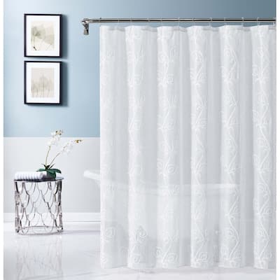 Dainty Home Stella Chenille Embroidered Shower Curtain