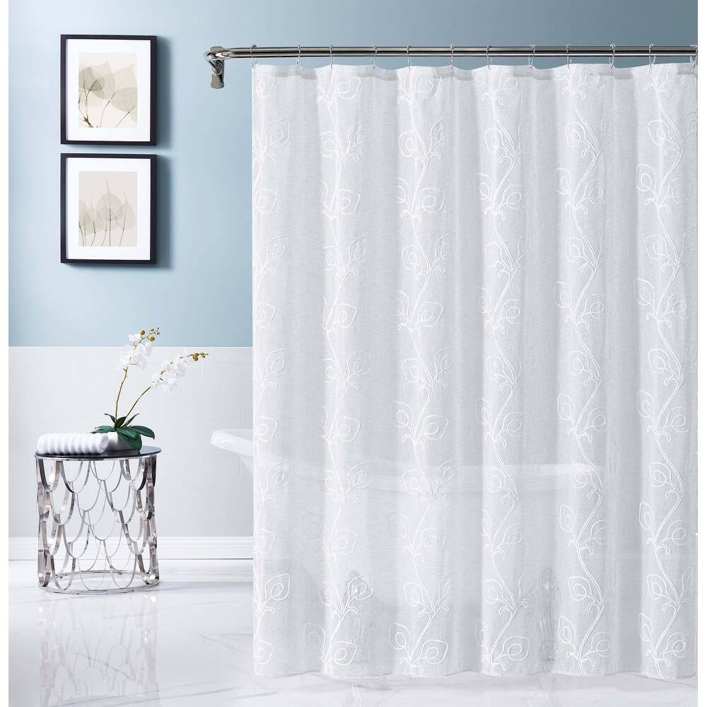 Dainty Home Stella Chenille Embroidered Shower Curtain