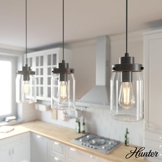 Hunter Devon Park 3-Light Linear Cluster Ceiling Light - Kitchen Island, Dining - Farmhouse, Rustic, Coastal