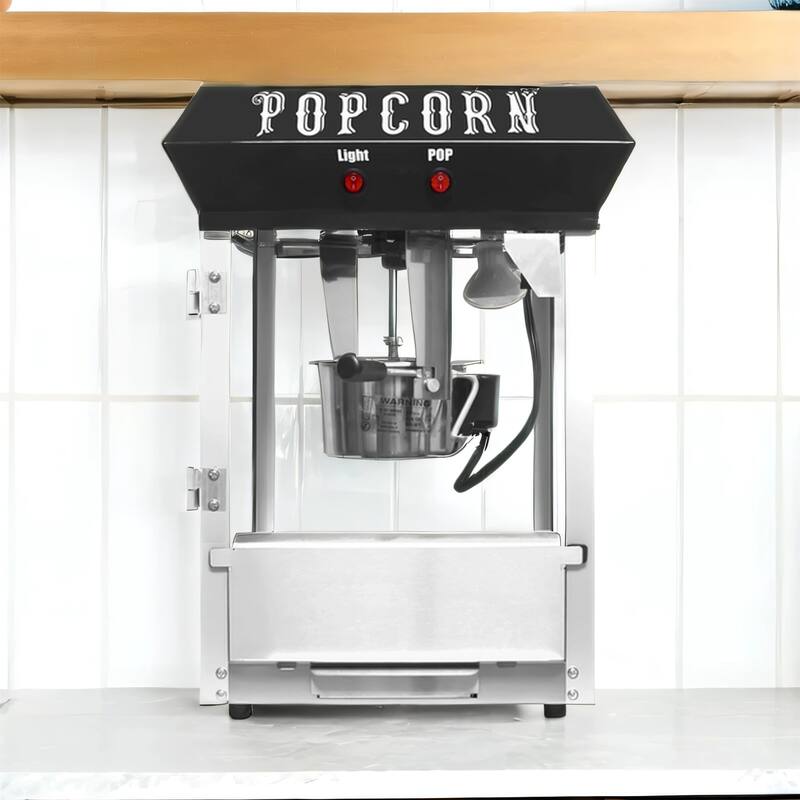 2-Gal Commercial Popcorn Machine with Warming Deck, 600W, Scoop & Cup