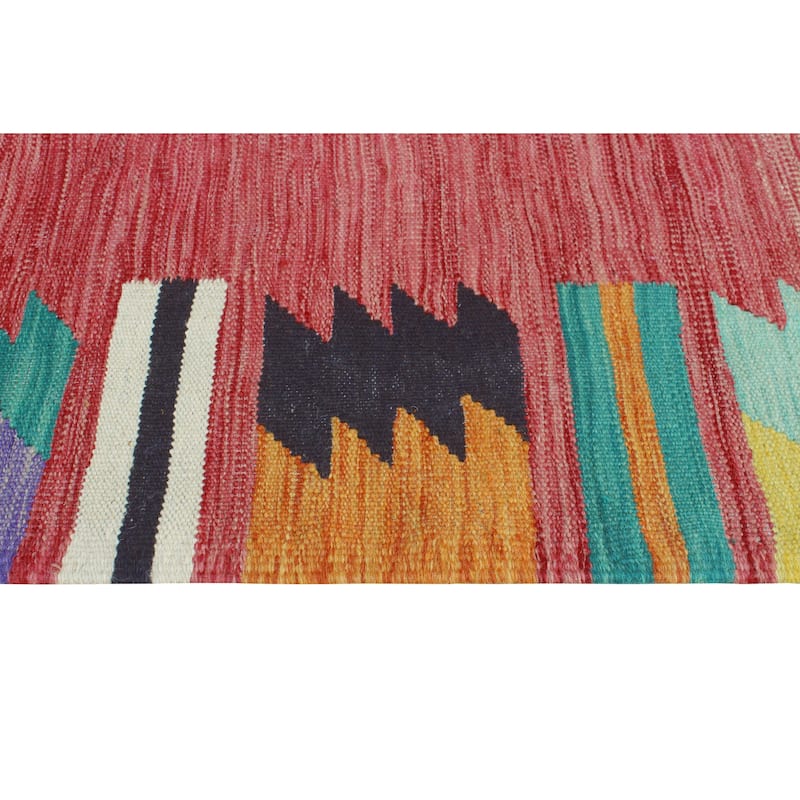 Modern Flatweave Conrad Red/Black Rug - 5'8" x 8'2"