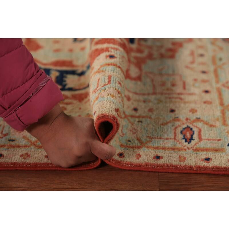Vegetable Dye Heriz Serapi Rug Hand-Knotted Wool Carpet - 3'0"x 3'10"