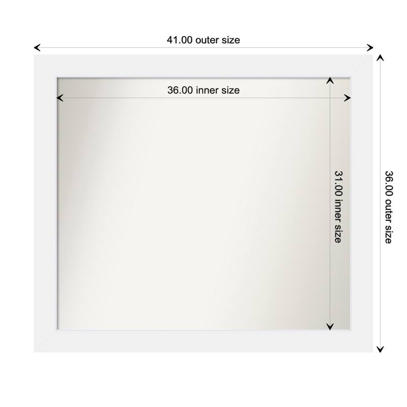 Corvino White Framed Non-Beveled Custom Wall Mirror, Bathroom Vanity Mirror - Outer Size: 41 x 36