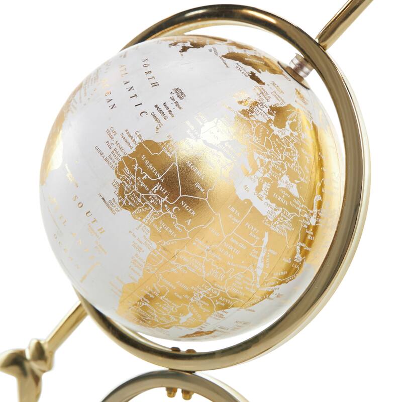 Gold Aluminum Metal Globe with White Center