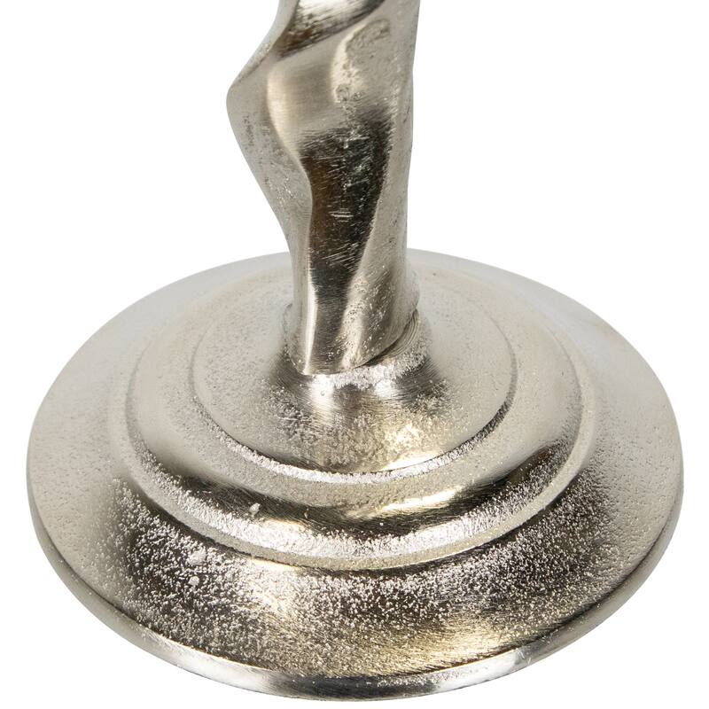 Floral Metal Taper Candle Holders - 16" - Silver Finish - Set of 2