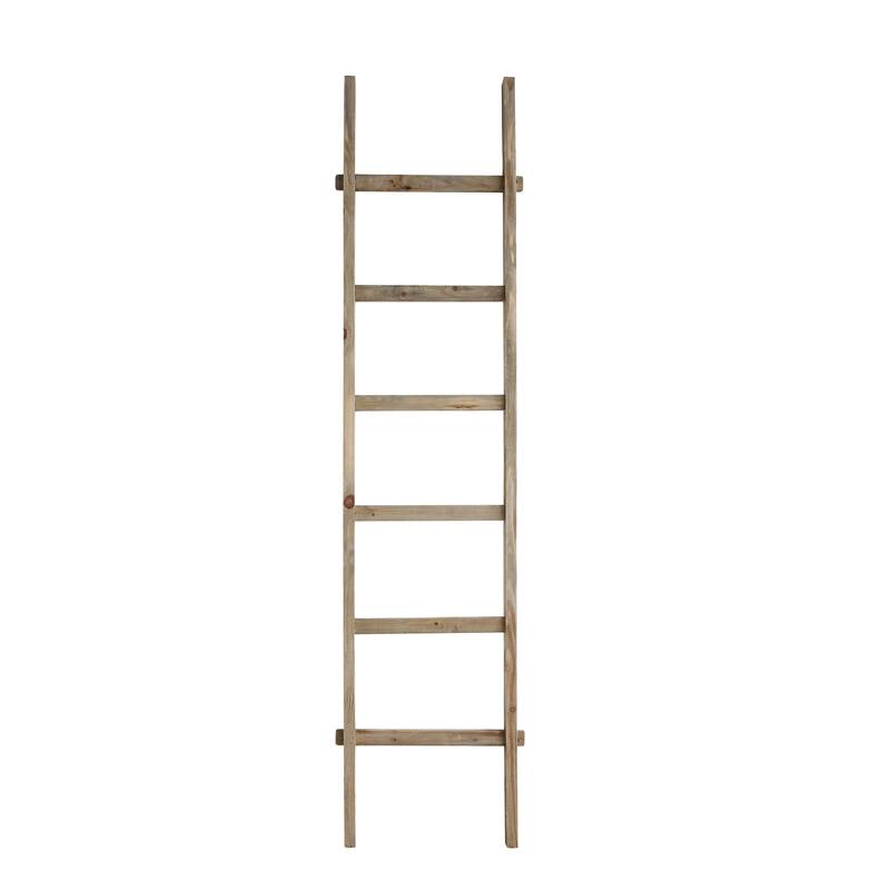 Decorative Fir Wood Ladder with 6 Rungs - Brown