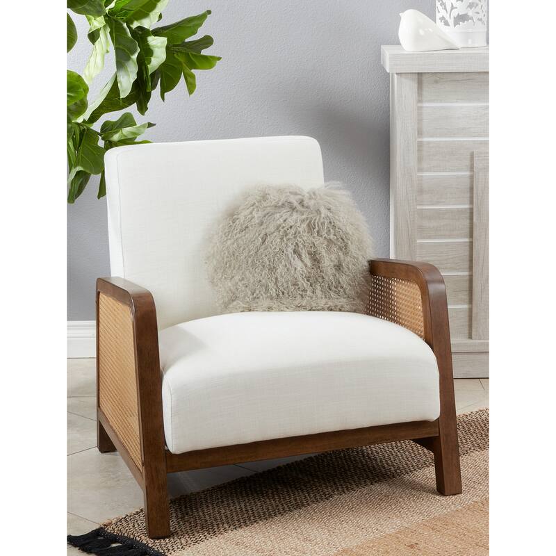 Poly-filled Mongolian Lamb Throw Pillow