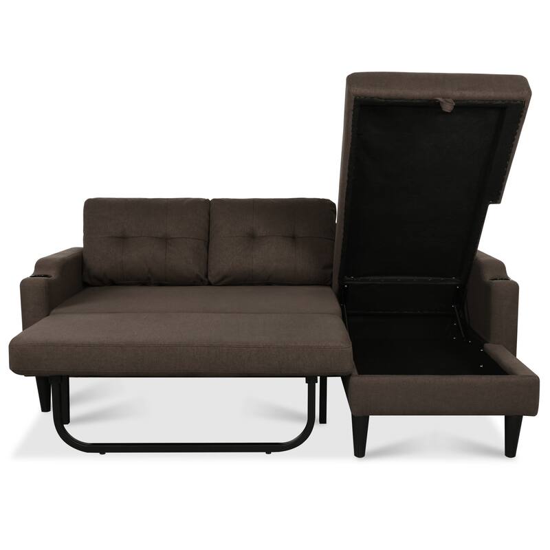74.8" Fabric Sofa with Storage and Solid Wood Frame, 660lb Capacity