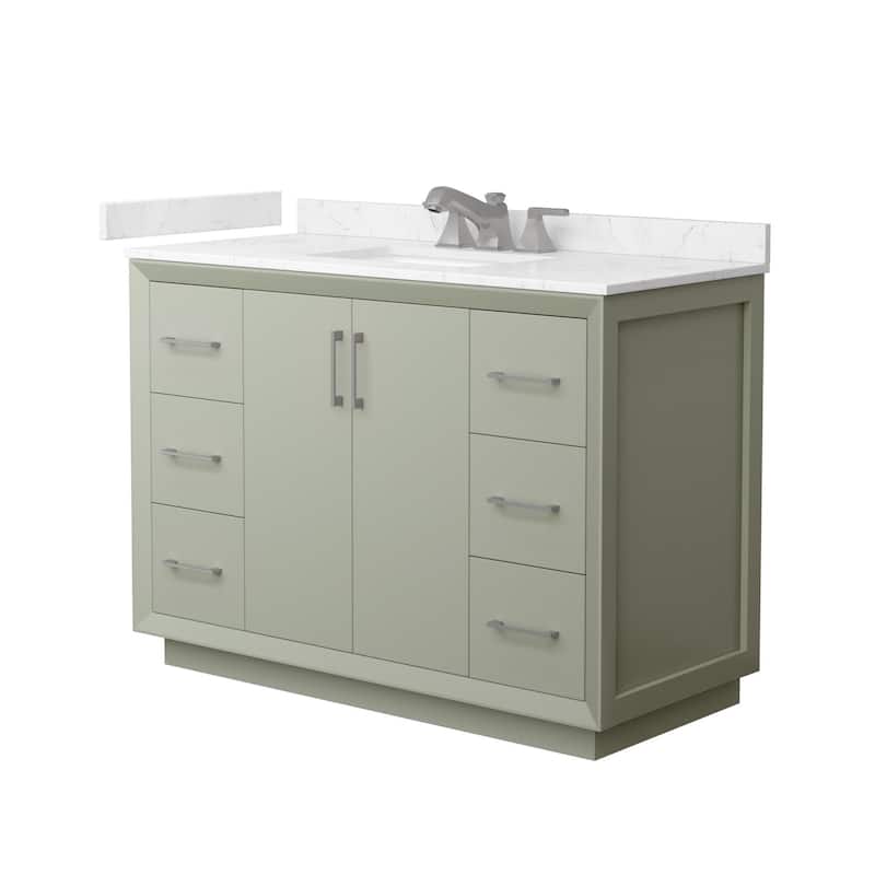 Wyndham Collection WCF4141-48S-VCA-US3MXX Strada 48" Free Standing - Light Green / Carrara Cultured Marble Top /