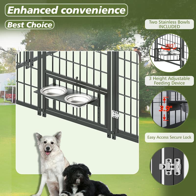 GDF Studio - Ironhaven Max Outdoor Dog Kennel with Feeding Station