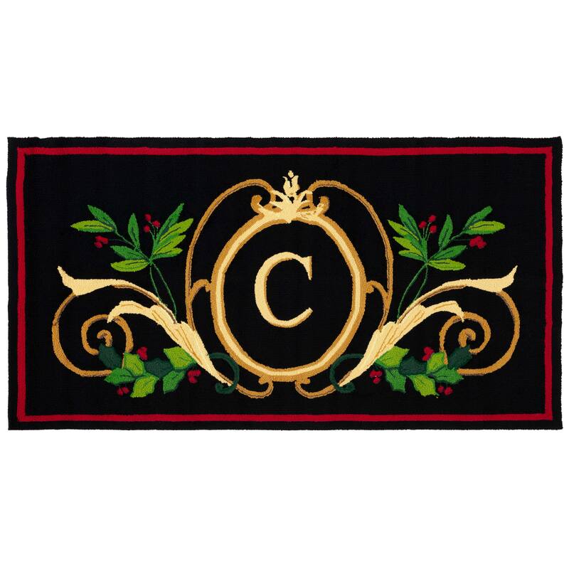 SAFAVIEH Handmade Monogram Florea Casual Rug - 3' x 6' Runner - C - Black/Multi - Runner