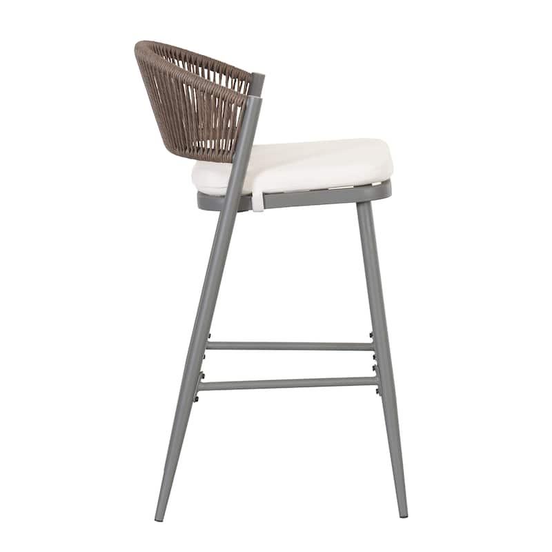 Christopher Knight Home - Beverly Outdoor Barstools with Scallop Backrest (Set of 4) - Iron