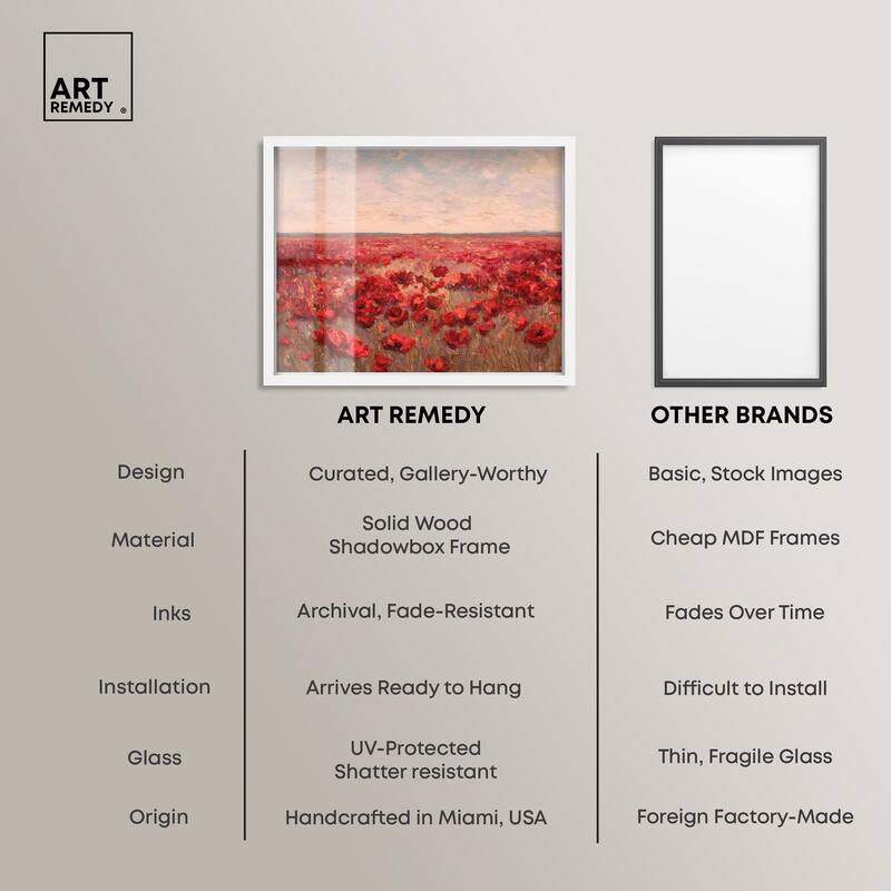 Sea of Red Poppies I Shadowbox by Art Remedy