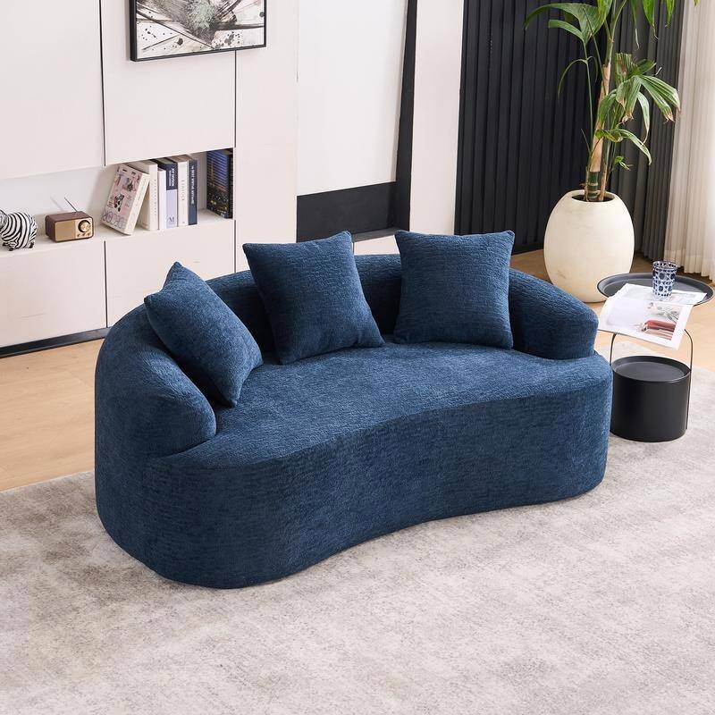 2-Seater Plush Curved Sofa,Pink Chenille,Compact,No Assembly,300lbs