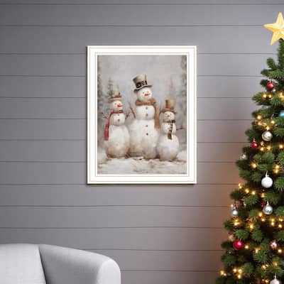 HomeRoots Snowman Trio White Framed Wall Art