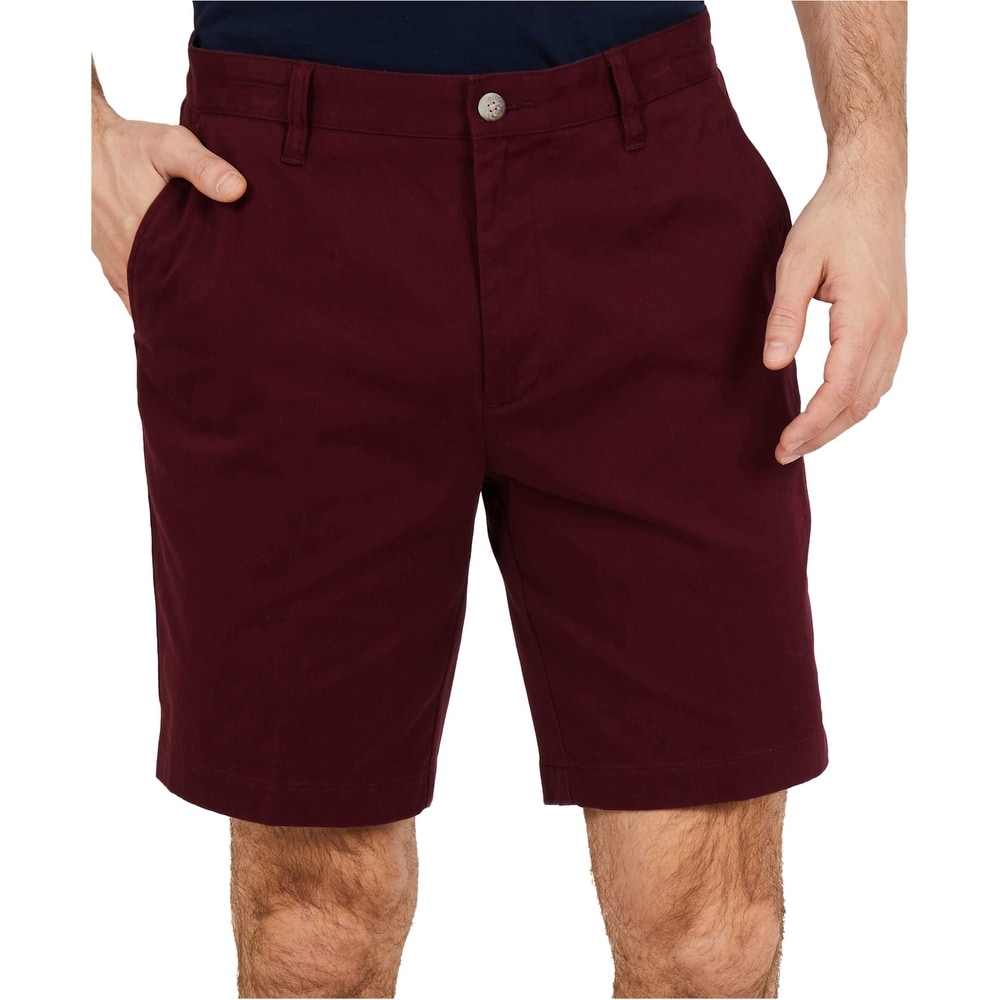 Nautica Mens Stretch Deck Chino Shorts Flat Front Gray Red Size 30 36 38 42 NWT